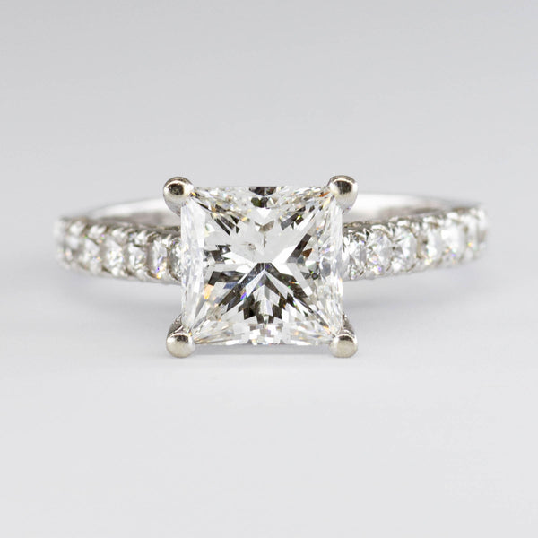 18k White Gold and Diamond Accented Solitaire | 2.00 ct | SZ 5.5