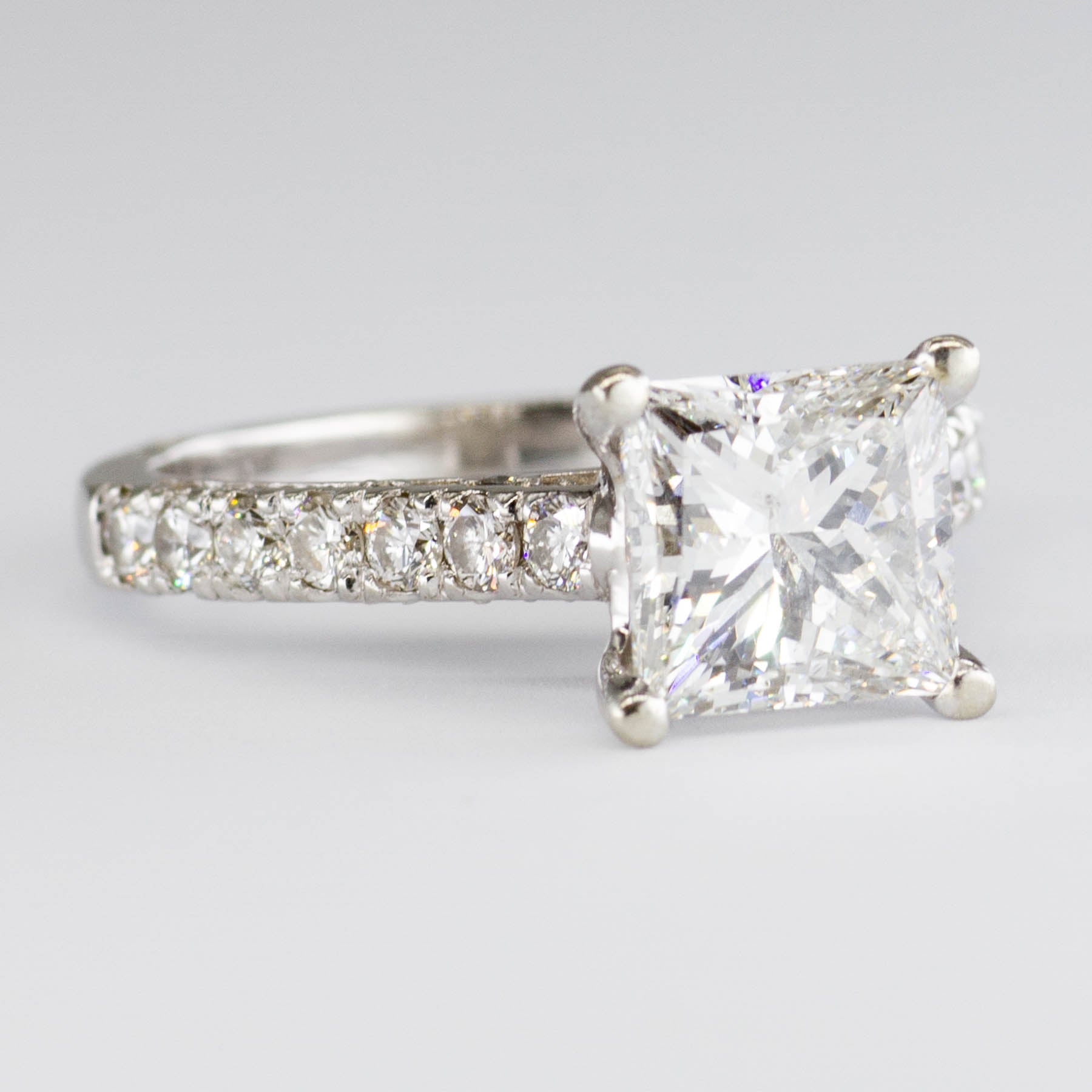 18k White Gold and Diamond Accented Solitaire | 2.00 ct | SZ 5.5