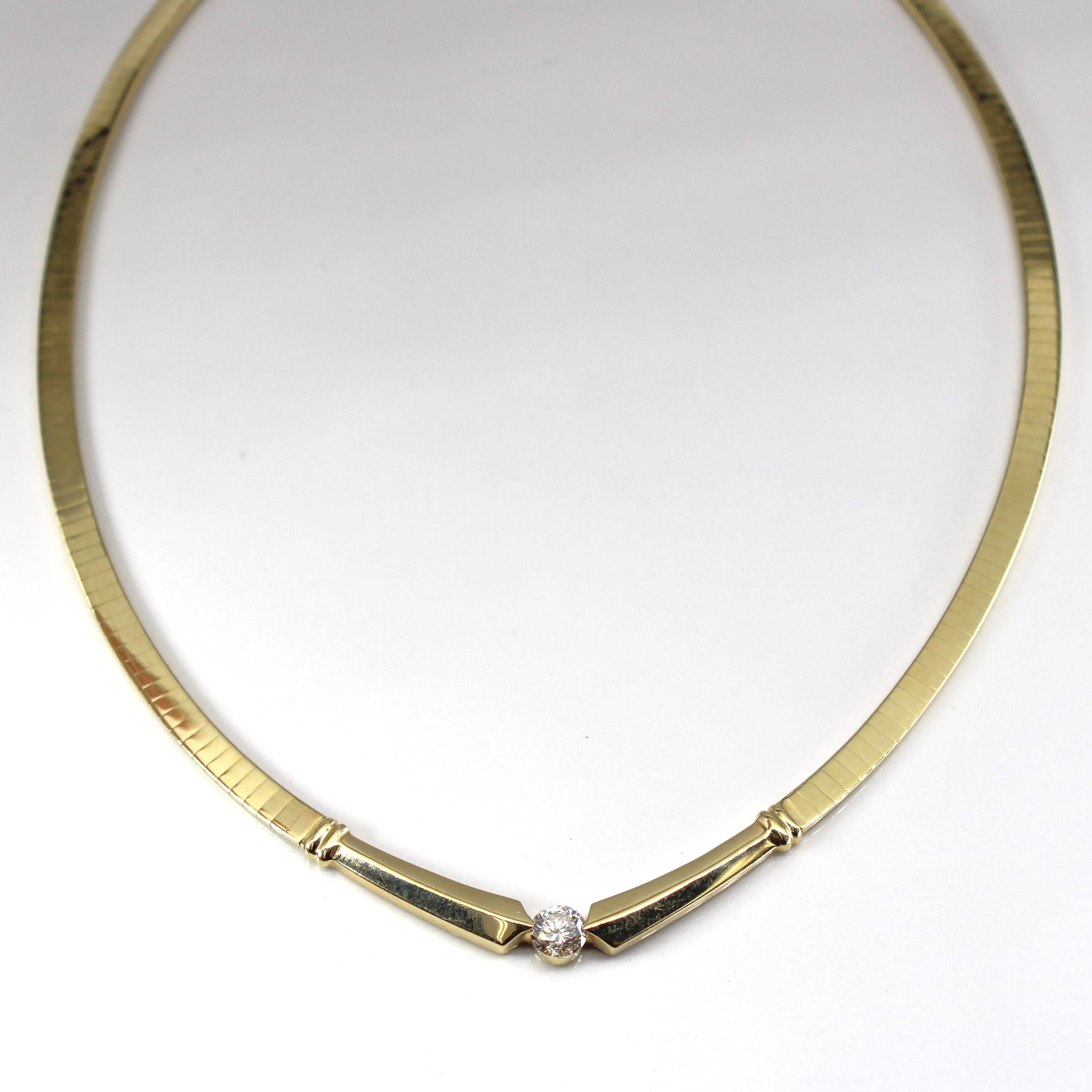 Solitaire Diamond Gold Necklace |0.67ct SI2/I1 I/J | 17"|