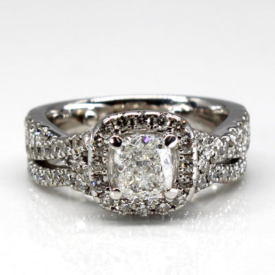 Halo Diamond Soldered Engagement Ring | 1.24ctw I1 G/H | SZ 5 |