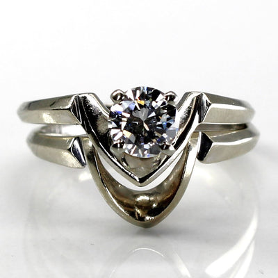 Solitaire Diamond Chevron Gold Ring Set | 0.48ct | SZ 5 |
