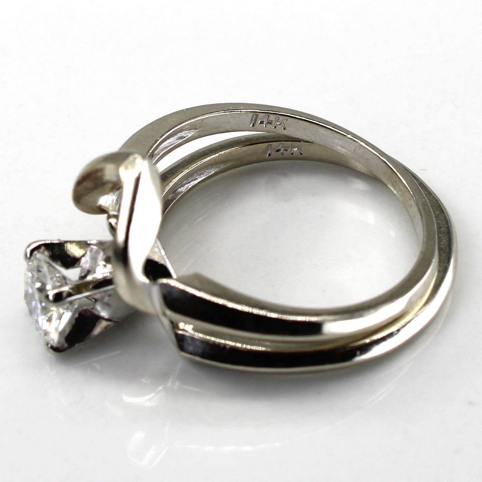Solitaire Diamond Chevron Gold Ring Set | 0.48ct | SZ 5 |