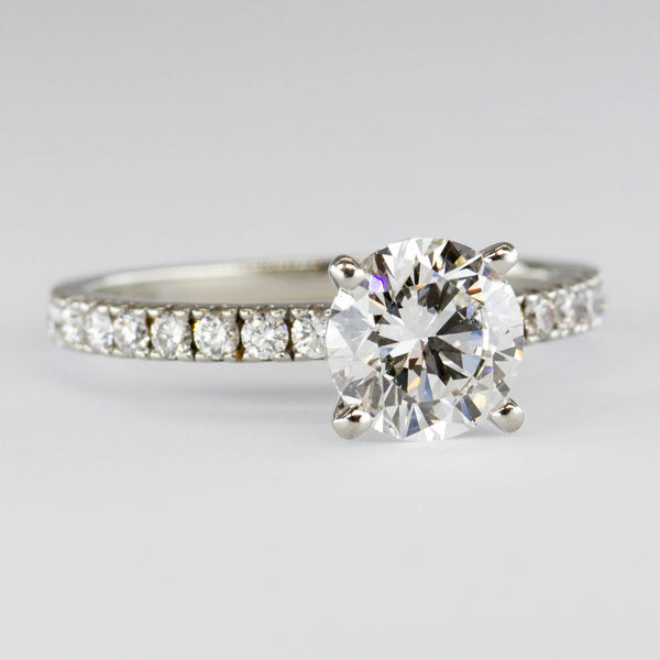 GIA Certified 19k White Gold Accented Diamond Solitaire | 1.50ct SI1 I | SZ 7.25