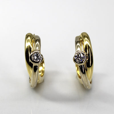 Bezel Set Diamond Semi Hoop Earrings | 0.34ctw |