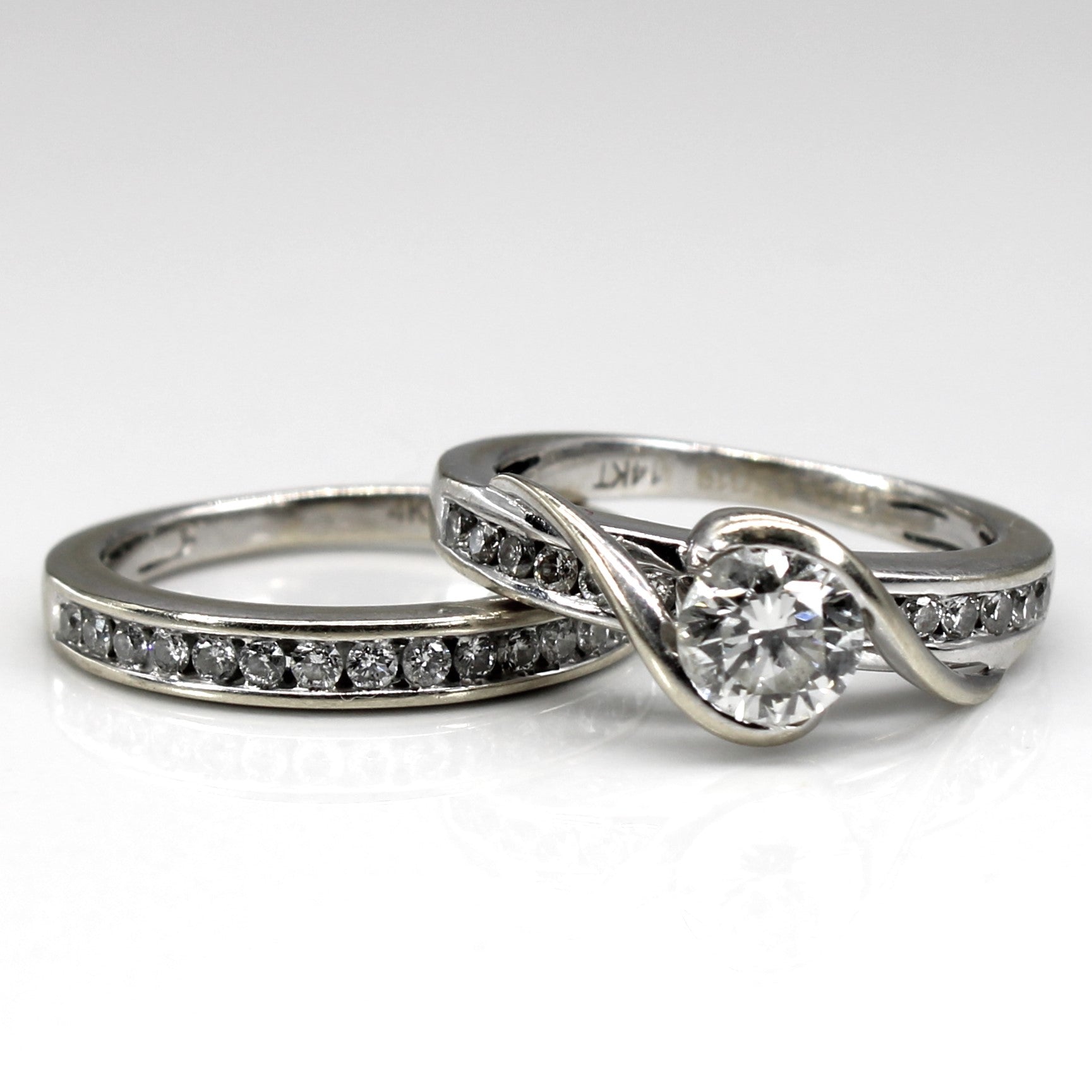 Channel Diamond Engagement Ring Set | 1.06ctw I1 H | SZ 4.5 |
