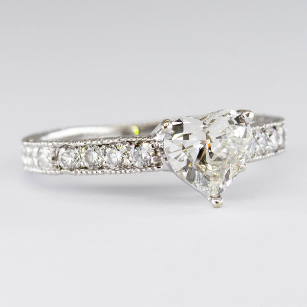 18k Heart Accented Solitaire | 1.33ctw VS1 G/H/I | SZ 7