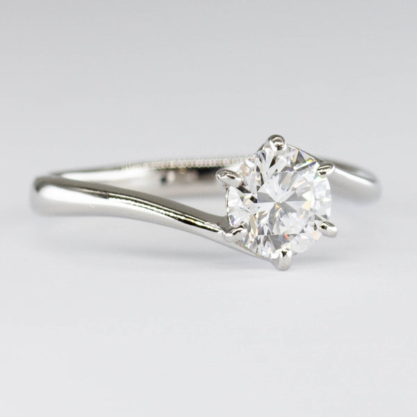 GIA Certified Platinum and Diamond Bypass Solitaire | 1.05ct | SZ 7.5