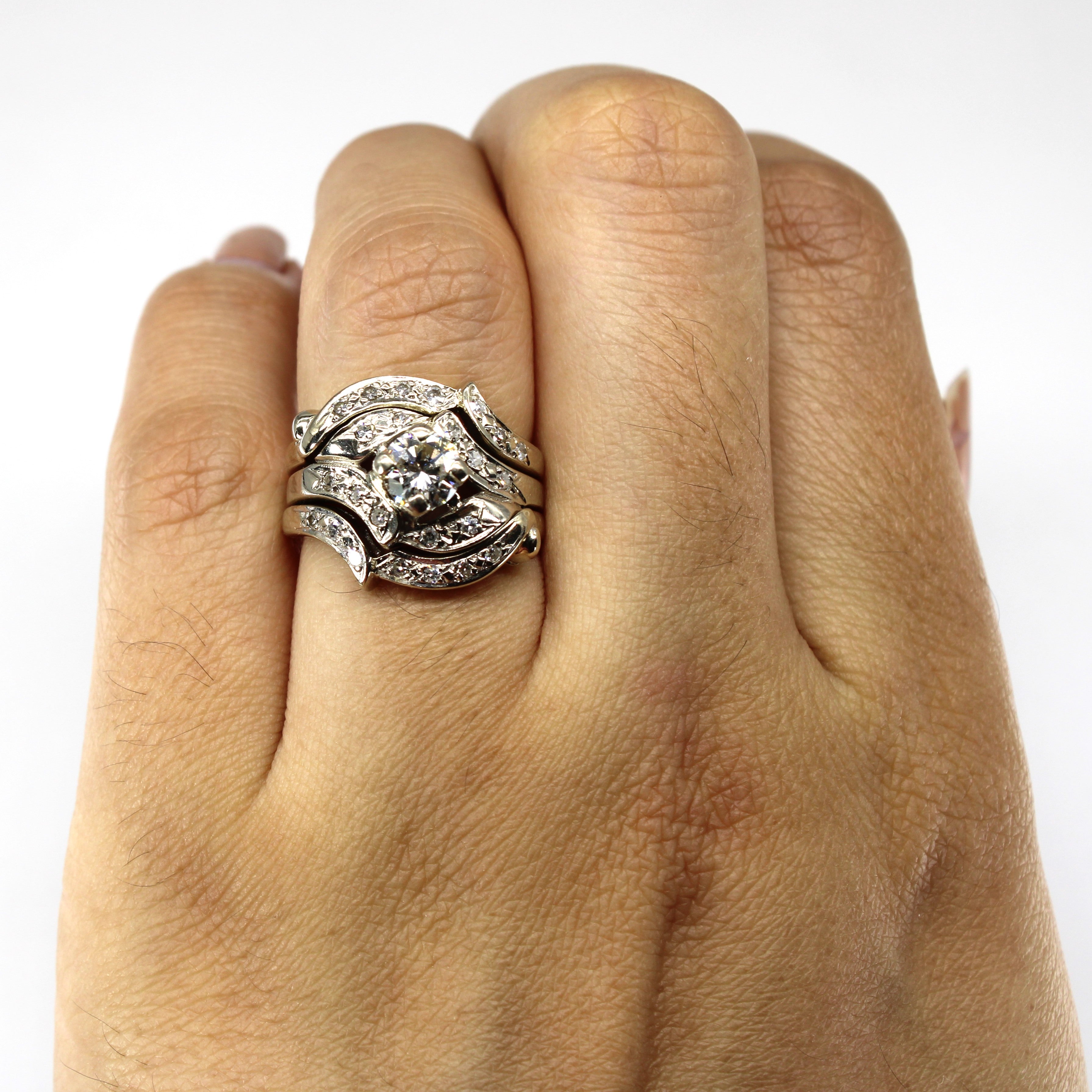 Cluster Diamond Engagement Ring Set | 0.76ctw VVS2 G/H | SZ 5.25 |