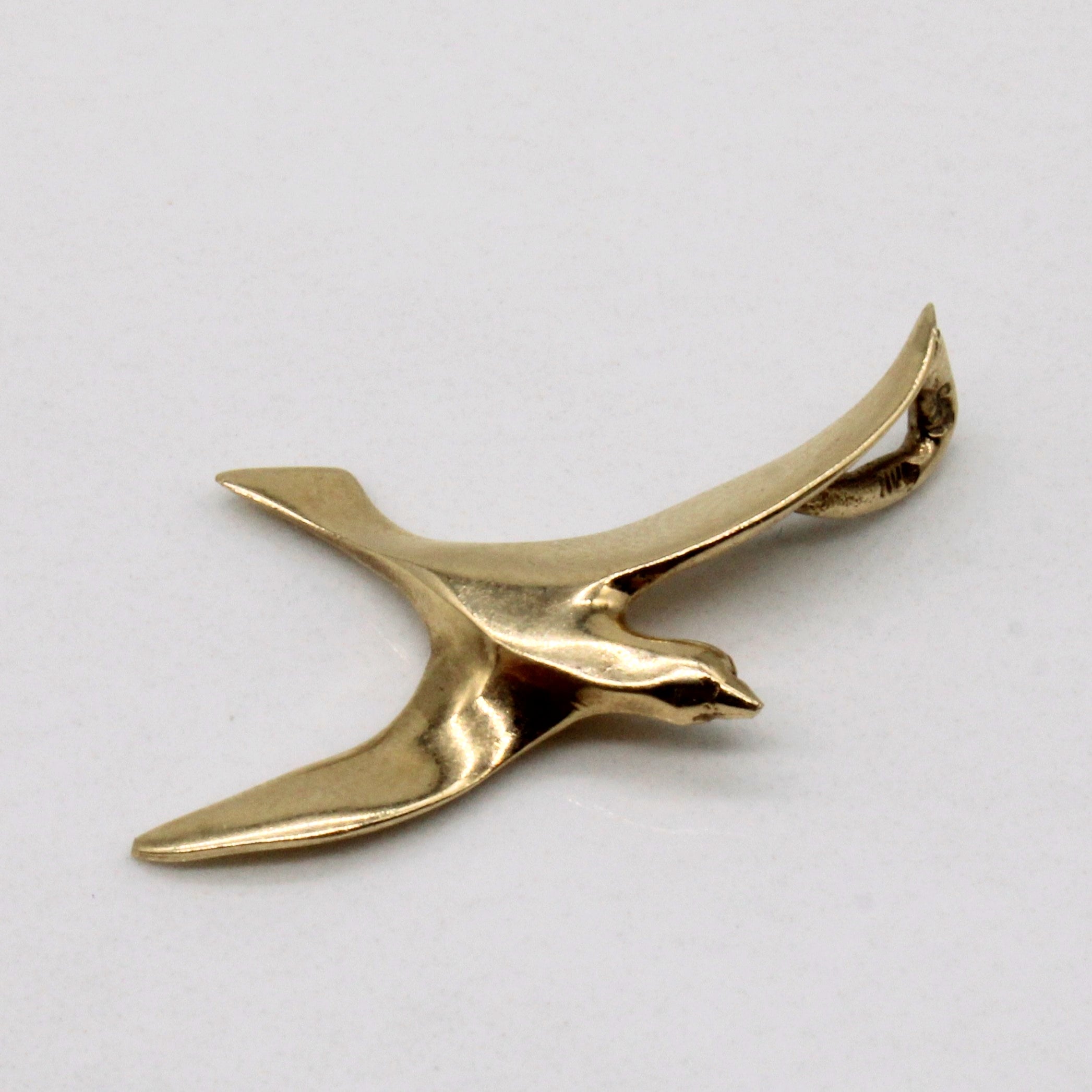 10k Yellow Gold Flying Bird Pendant