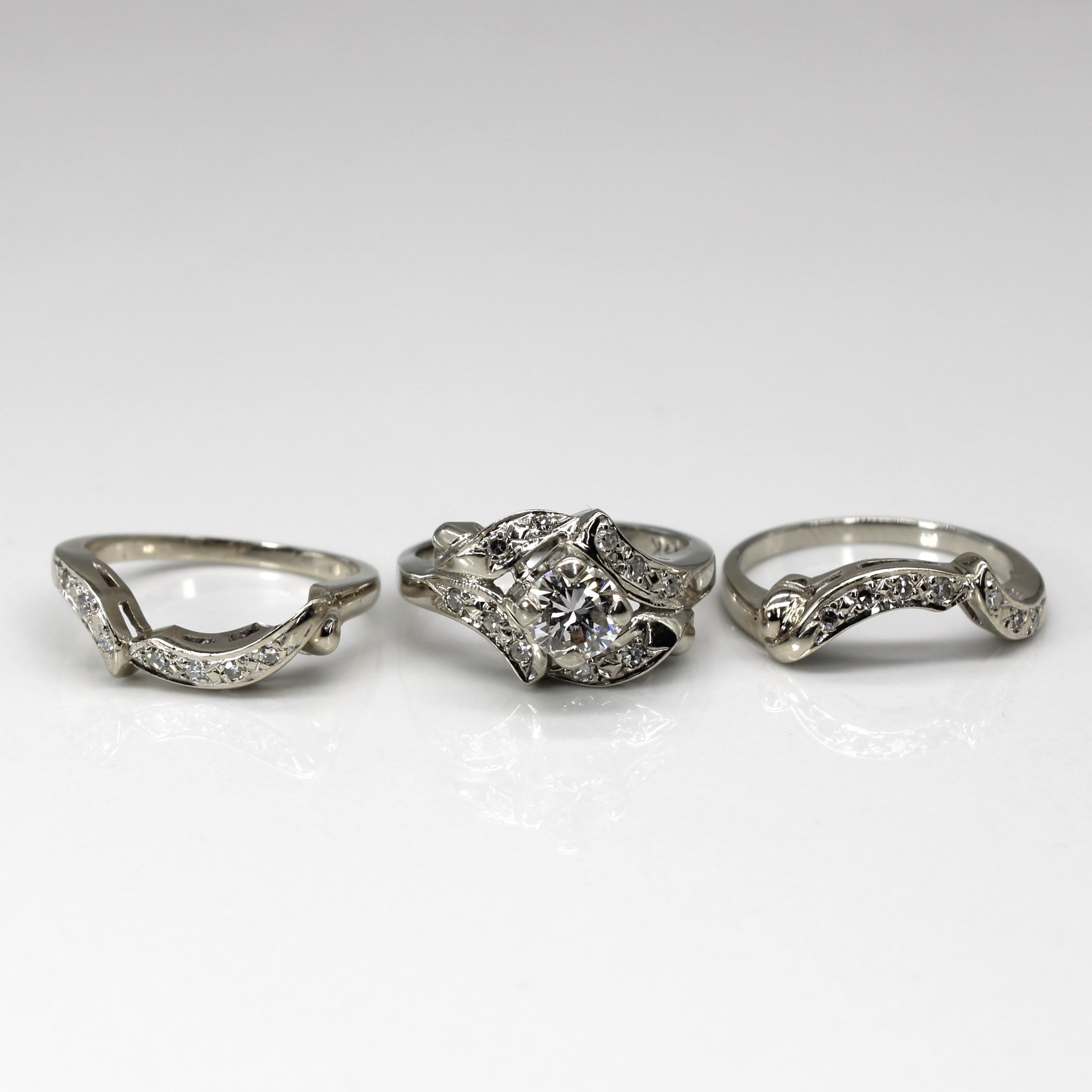 Cluster Diamond Engagement Ring Set | 0.76ctw VVS2 G/H | SZ 5.25 |