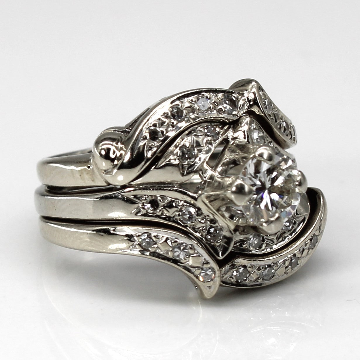 Cluster Diamond Engagement Ring Set | 0.76ctw VVS2 G/H | SZ 5.25 |