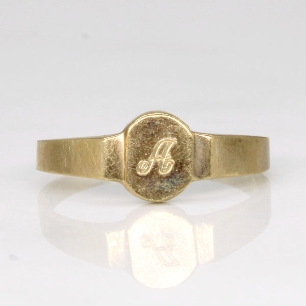 10k Yellow Gold 'A' Signet Ring | SZ 4.25 |