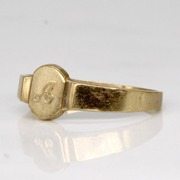 10k Yellow Gold 'A' Signet Ring | SZ 4.25 |