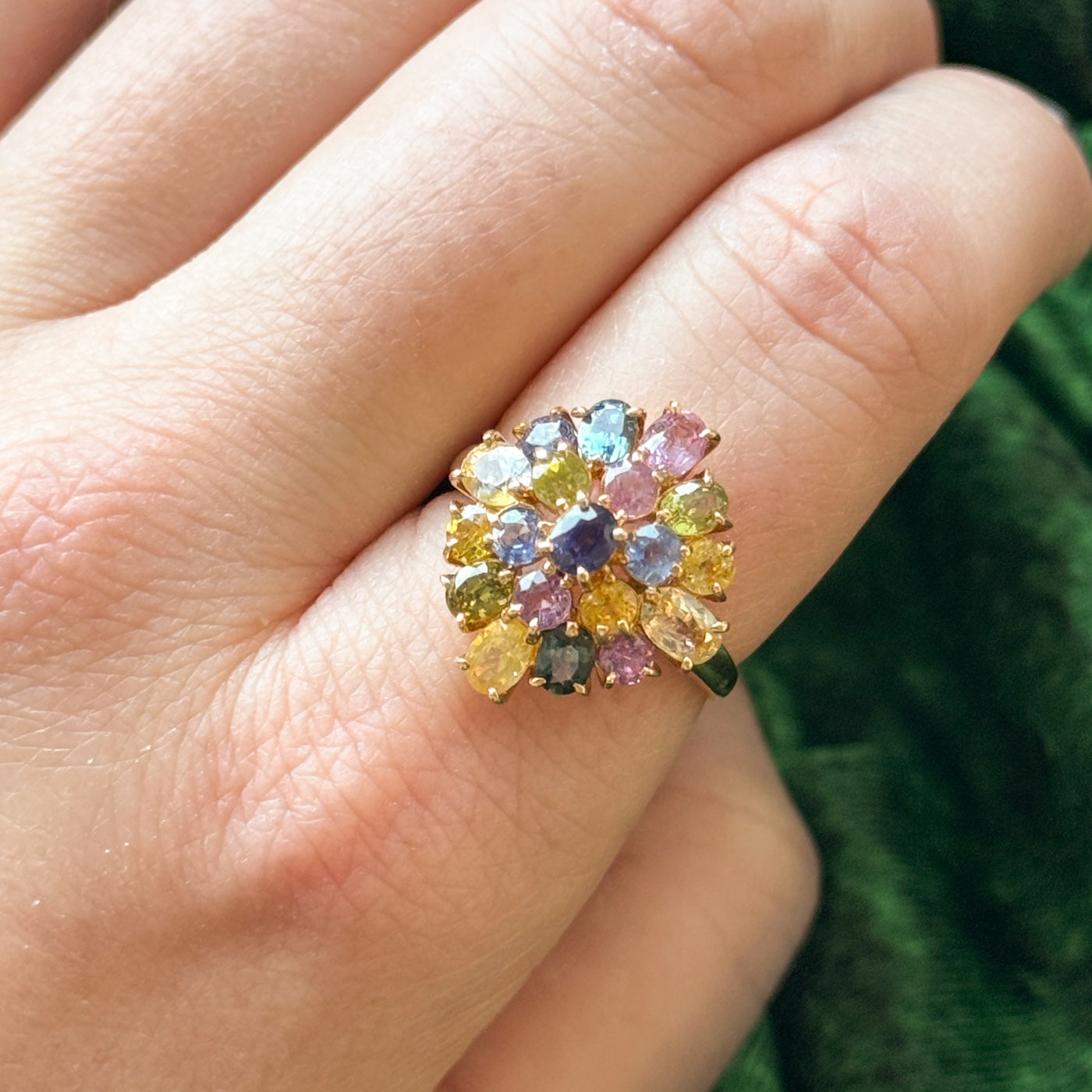 High Set Multi Coloured Sapphire Ring | 3.20ctw | SZ 8 |