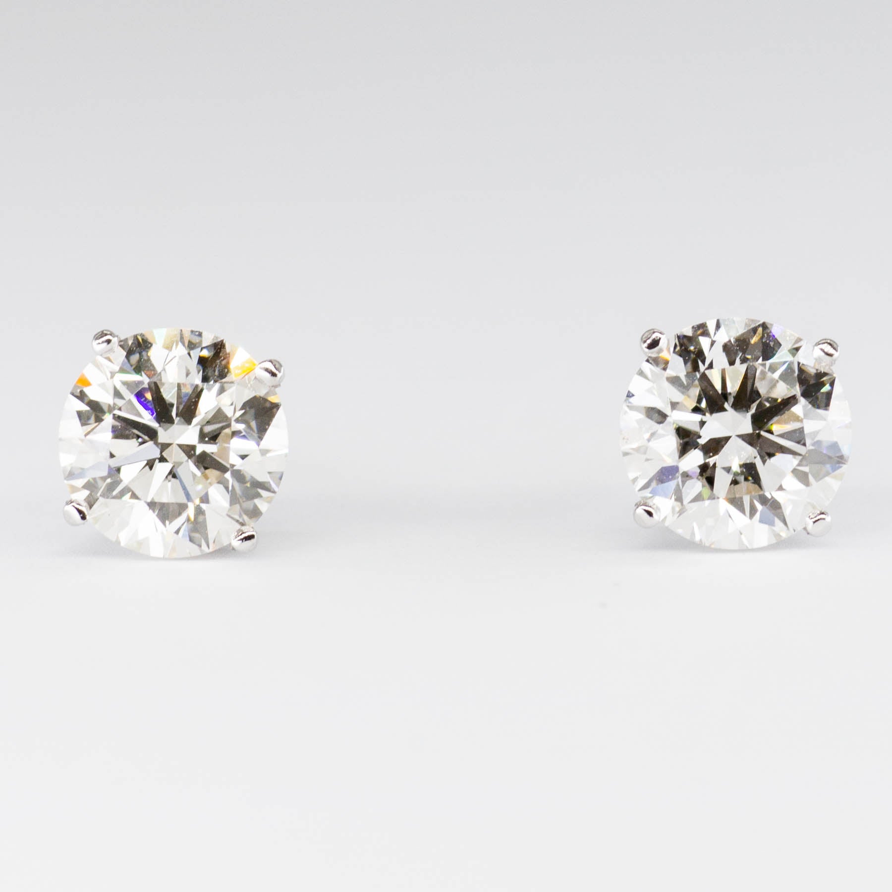 14k White Gold GIA Certified Diamond Studs | 2.20 ctw VS1-VS2 K