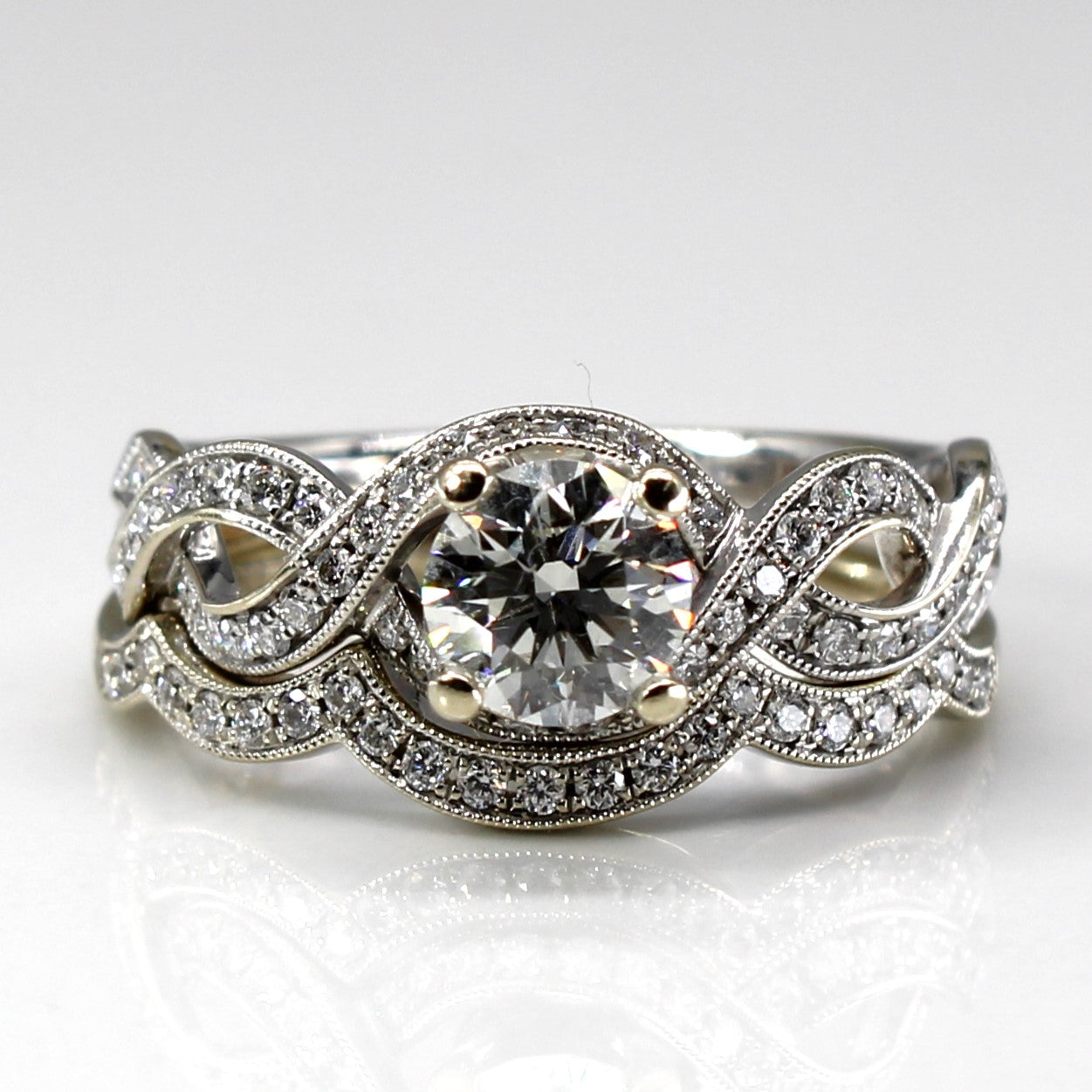 Crossover Diamond Engagement Ring Set | 1.08ctw VS2 I | SZ 7 |