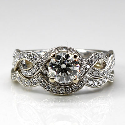 Crossover Diamond Engagement Ring Set | 1.08ctw VS2 I | SZ 7 |