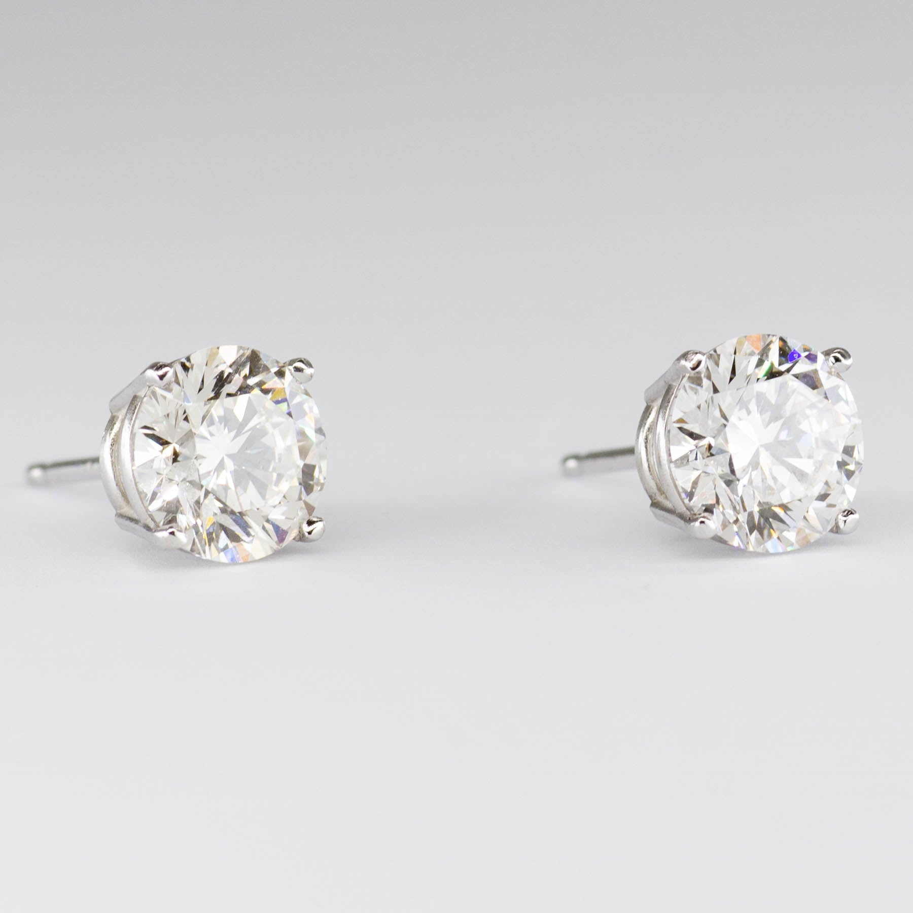 14k White Gold GIA Certified Diamond Studs | 2.20 ctw VS1-VS2 K