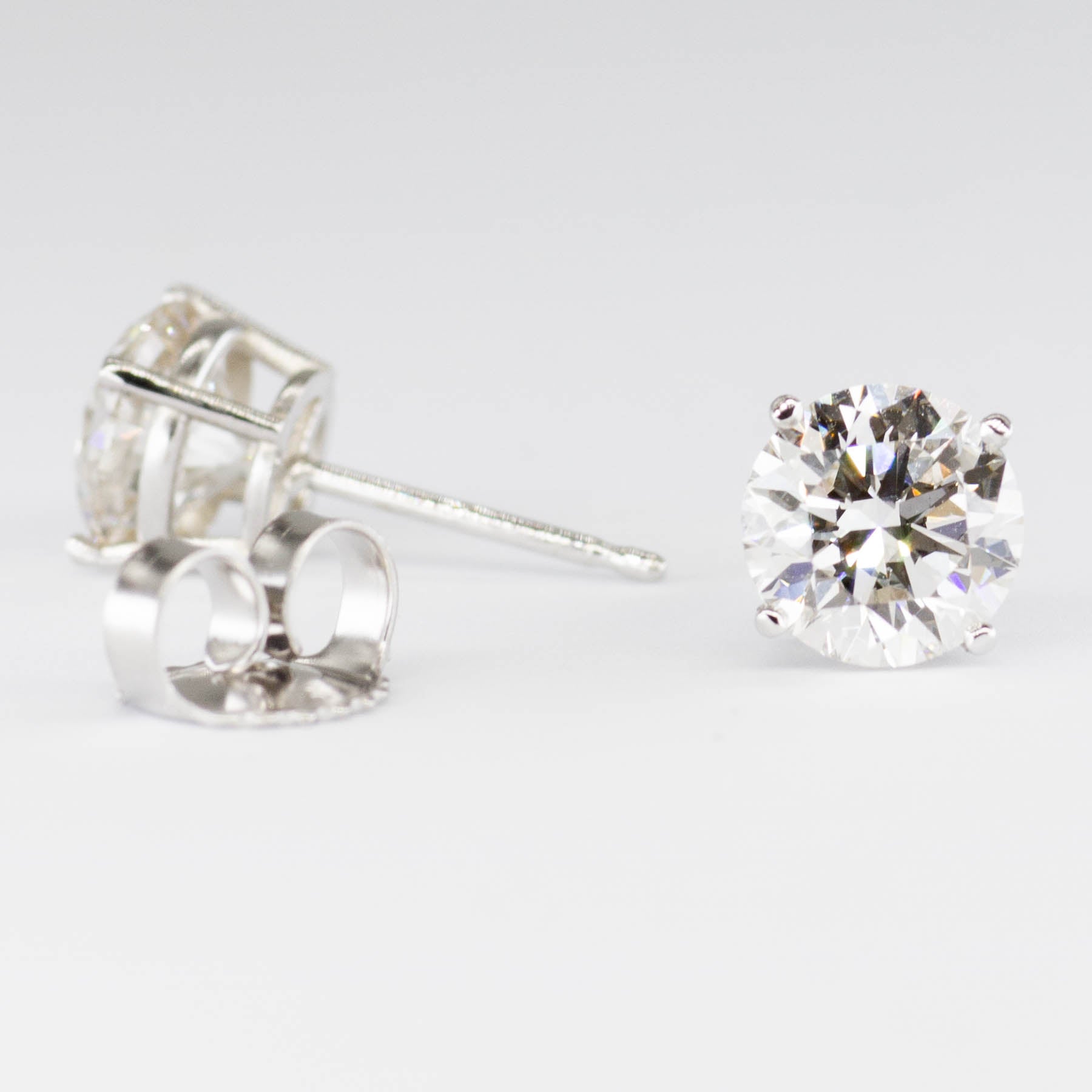 14k White Gold GIA Certified Diamond Studs | 2.20 ctw VS1-VS2 K