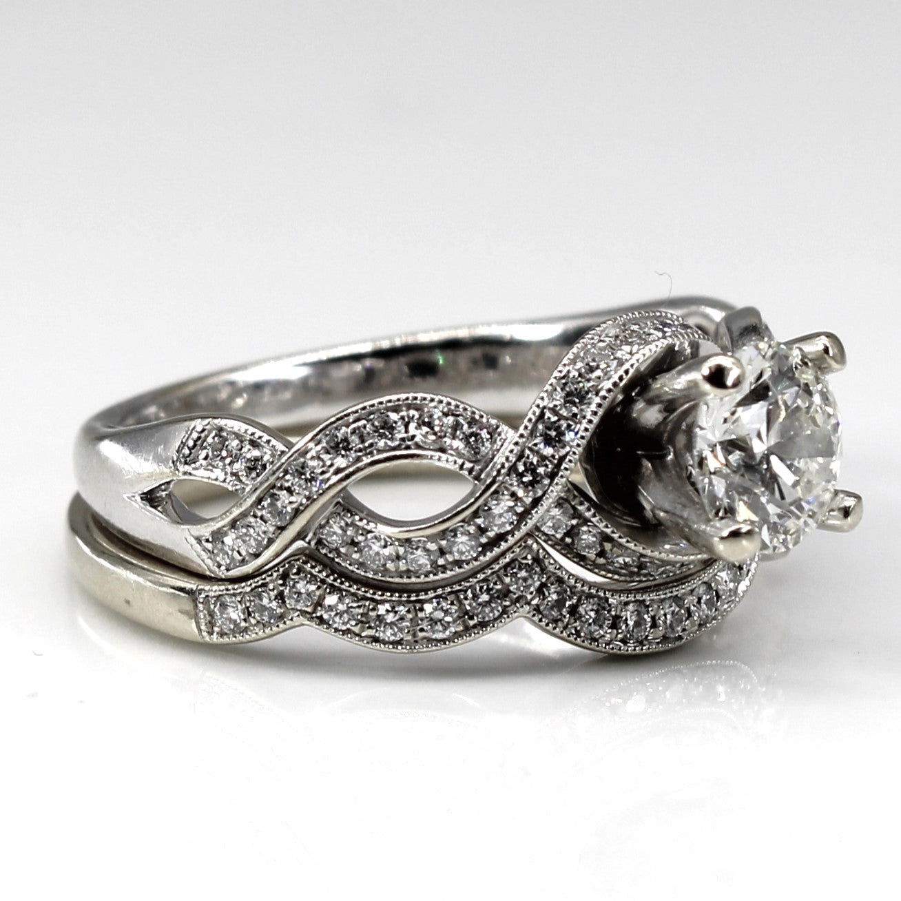 Crossover Diamond Engagement Ring Set | 1.08ctw VS2 I | SZ 7 |