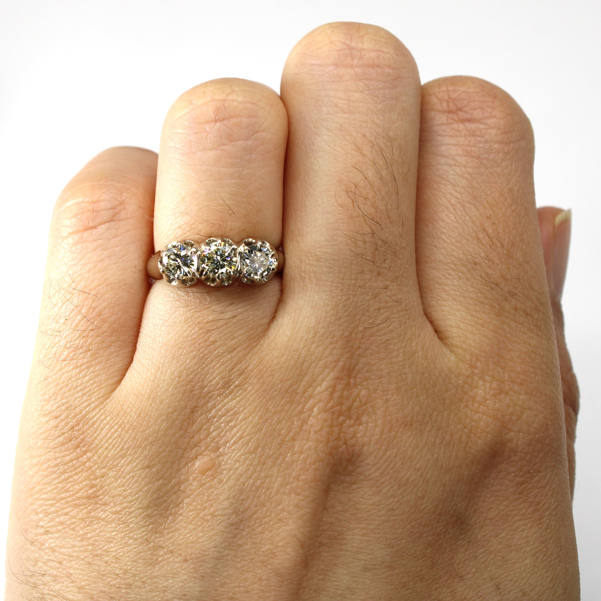 Three Stone Diamond Vintage Ring | 0.87ctw | SZ 4.75 |