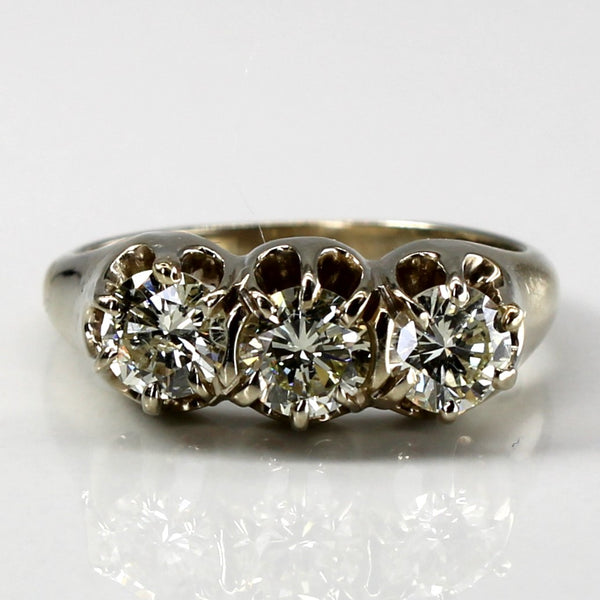 Three Stone Diamond Vintage Ring | 0.87ctw | SZ 4.75 |