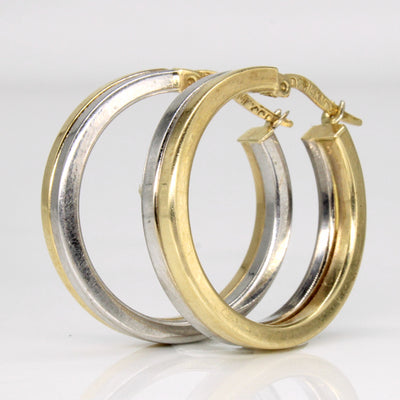 14k Two Tone Gold Hoop Earrings