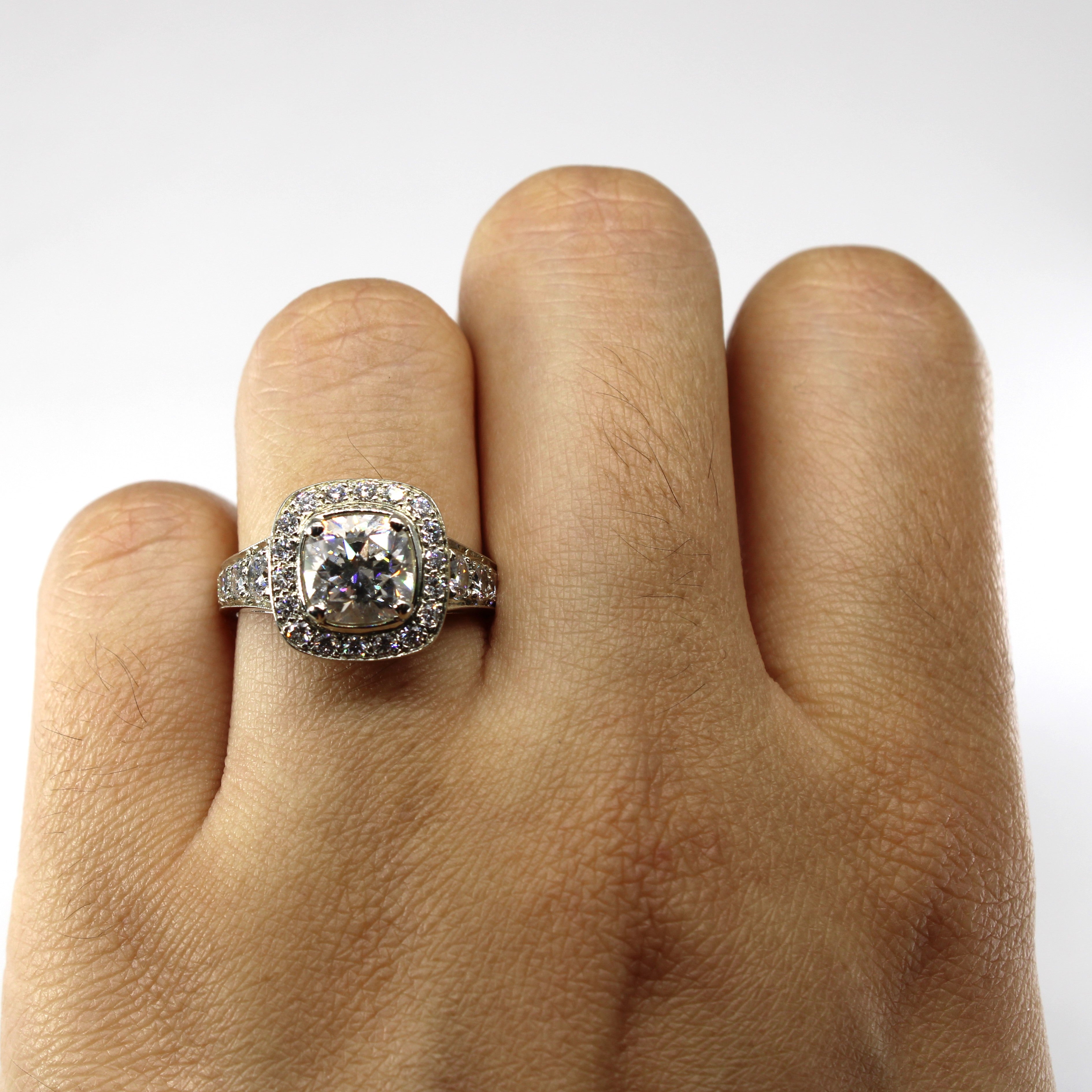 Halo Diamond Engagement Ring | 2.87ctw SI2 G/H | SZ 6.25 |