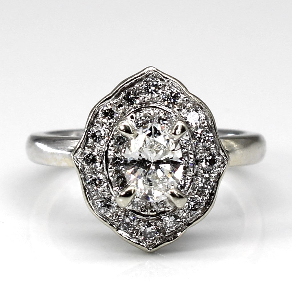 Bague de fiançailles en diamant style halo | 0,87 ct SI1 F | Taille 6 | 