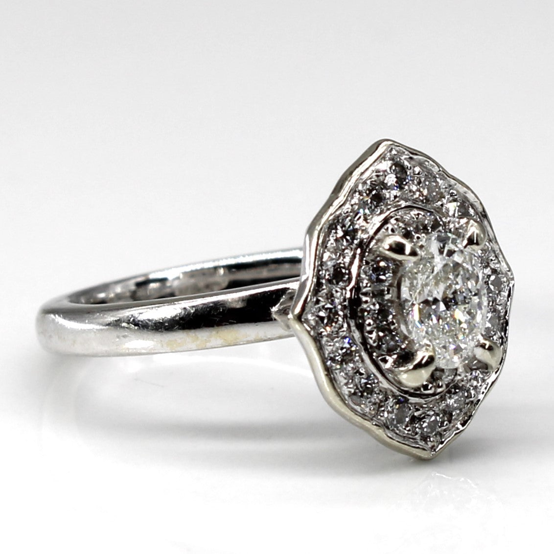 Bague de fiançailles en diamant style halo | 0,87 ct SI1 F | Taille 6 | 