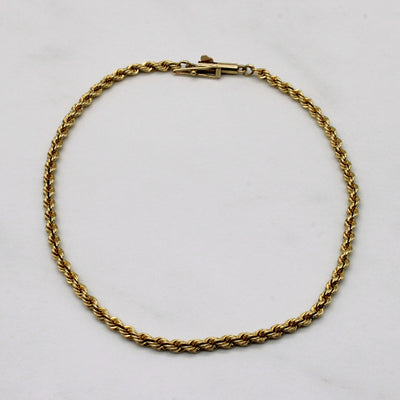 14k Yellow Gold Rope Chain Bracelet | 8