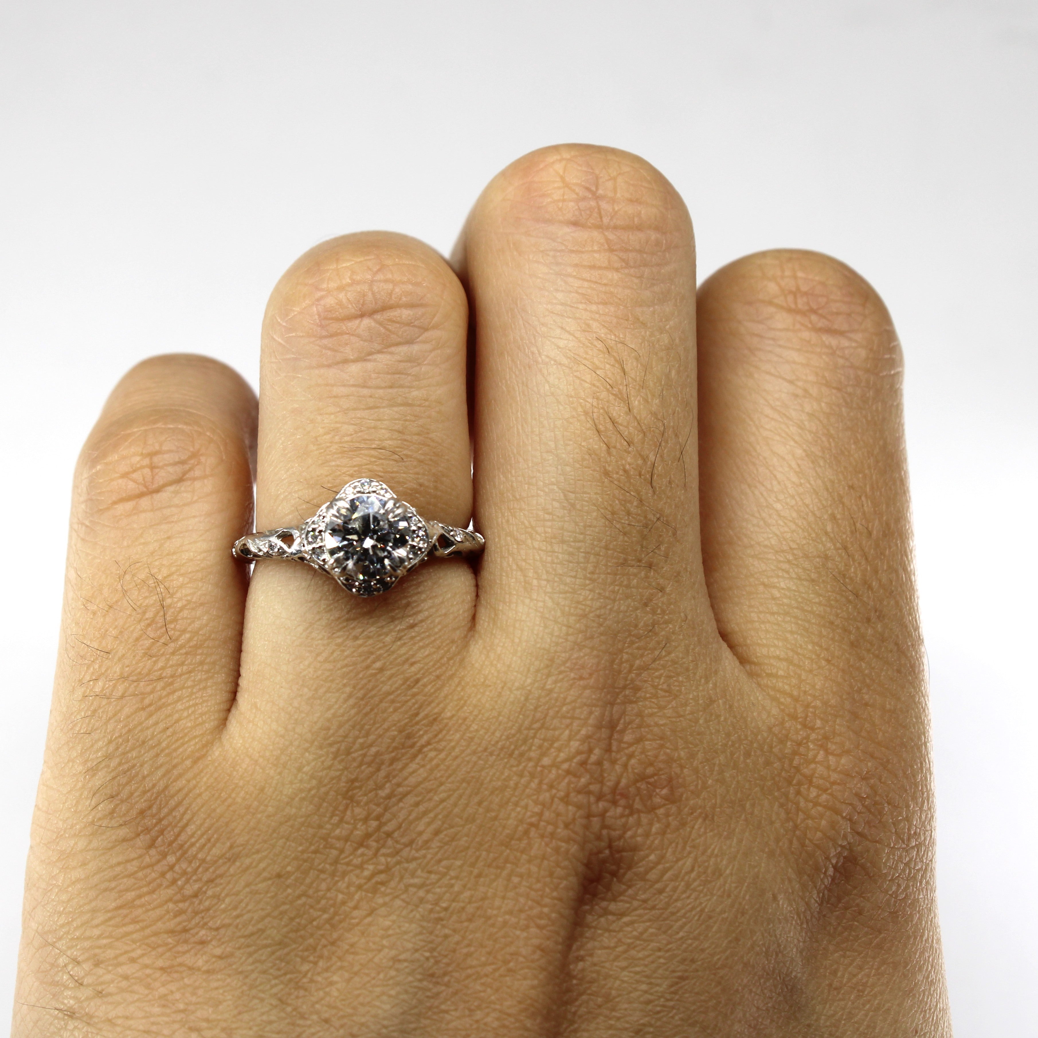 GIA Certified Filigree Solitaire with Accents Diamond Engagement Ring | 1.08ctw VVS2 D Ex | SZ 5 |