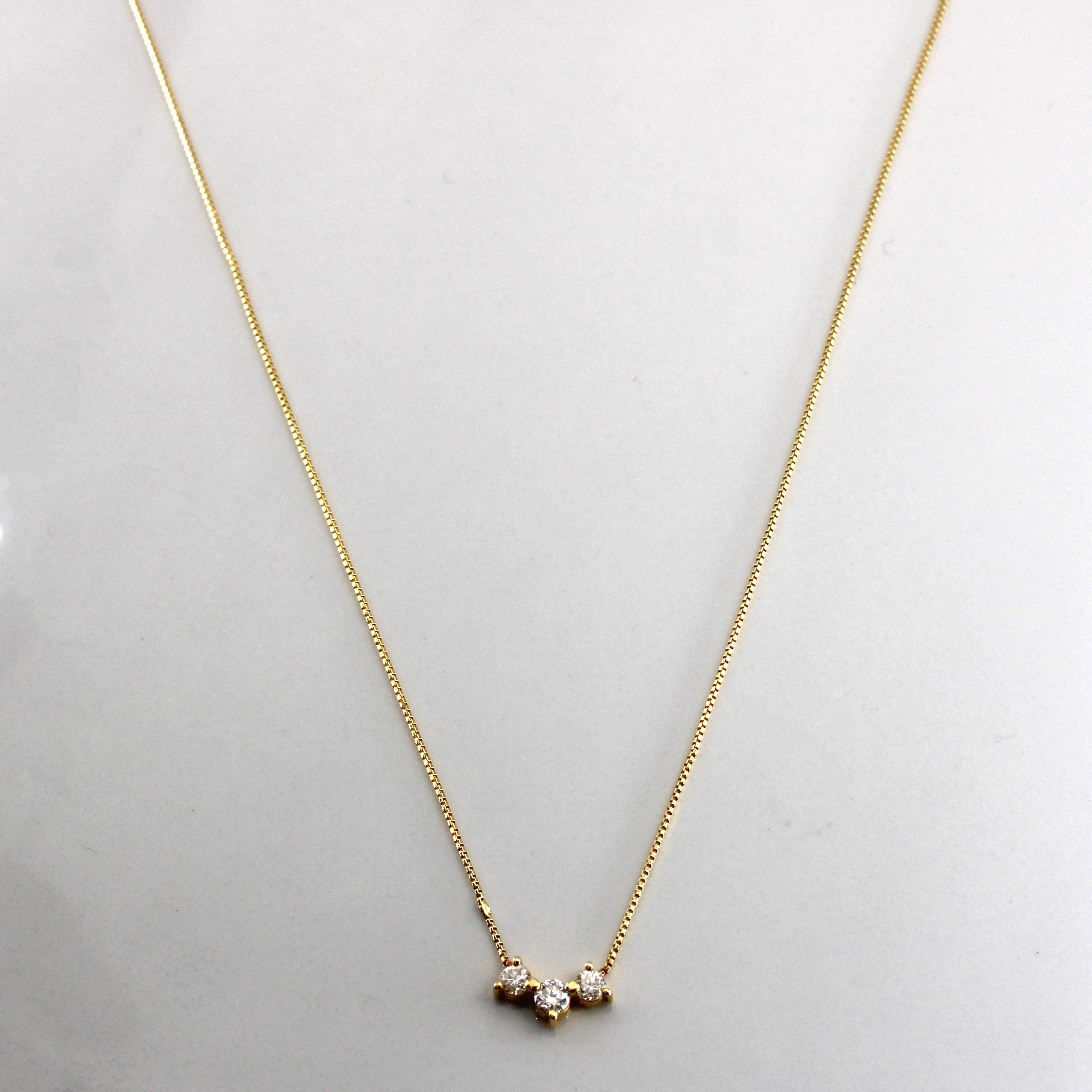 Three Stone Diamond Necklace |0.28ctw | 16"|