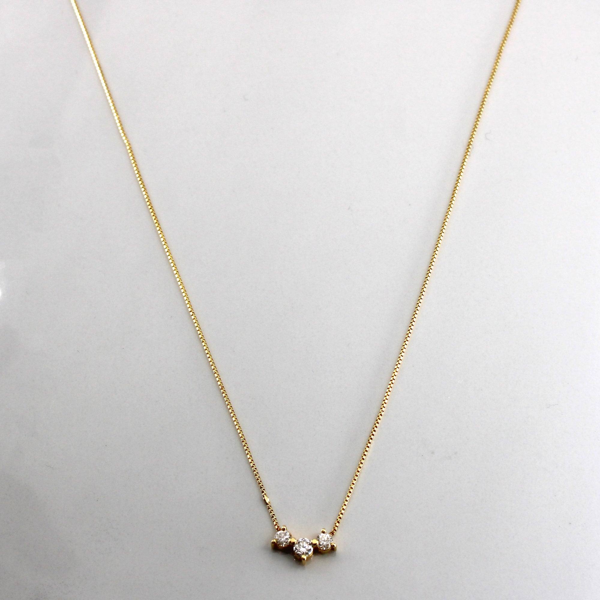 Three Stone Diamond Necklace |0.28ctw | 16