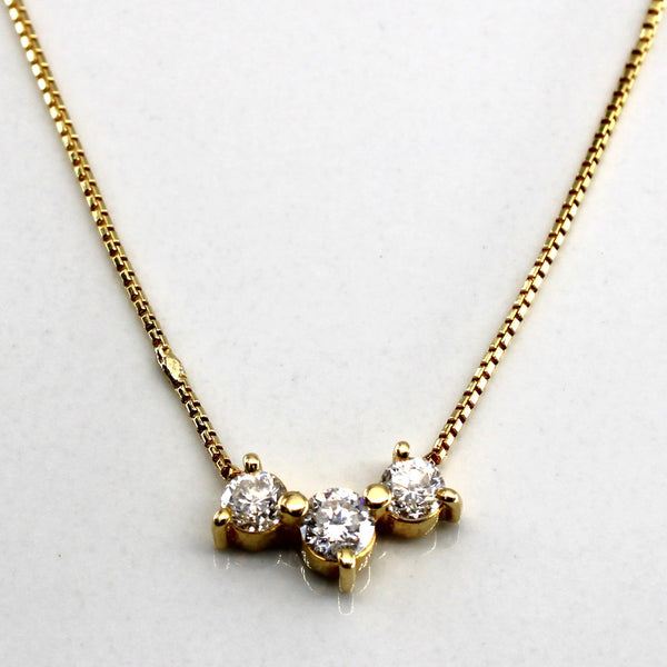 Three Stone Diamond Necklace |0.28ctw | 16