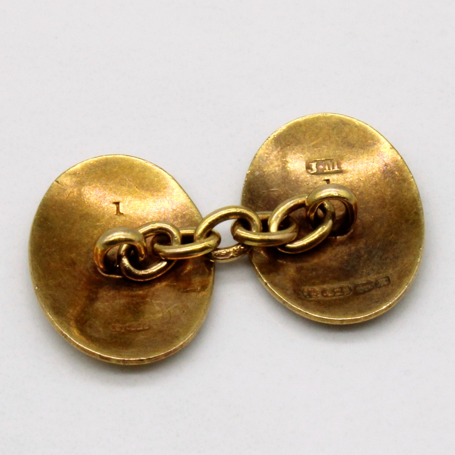 Boutons de manchette Birmingham 1897 en or jaune 15 carats 