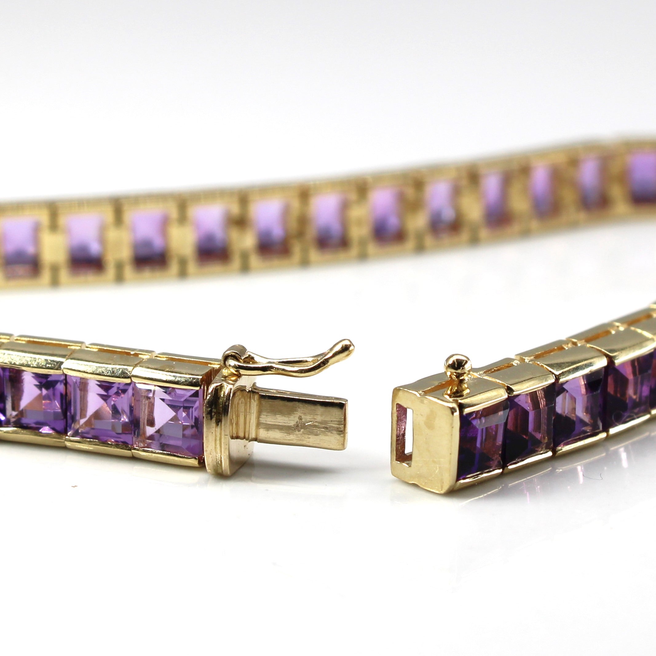Semi Bezel Amethyst Chain Bracelet | 11.00ctw | 7"|