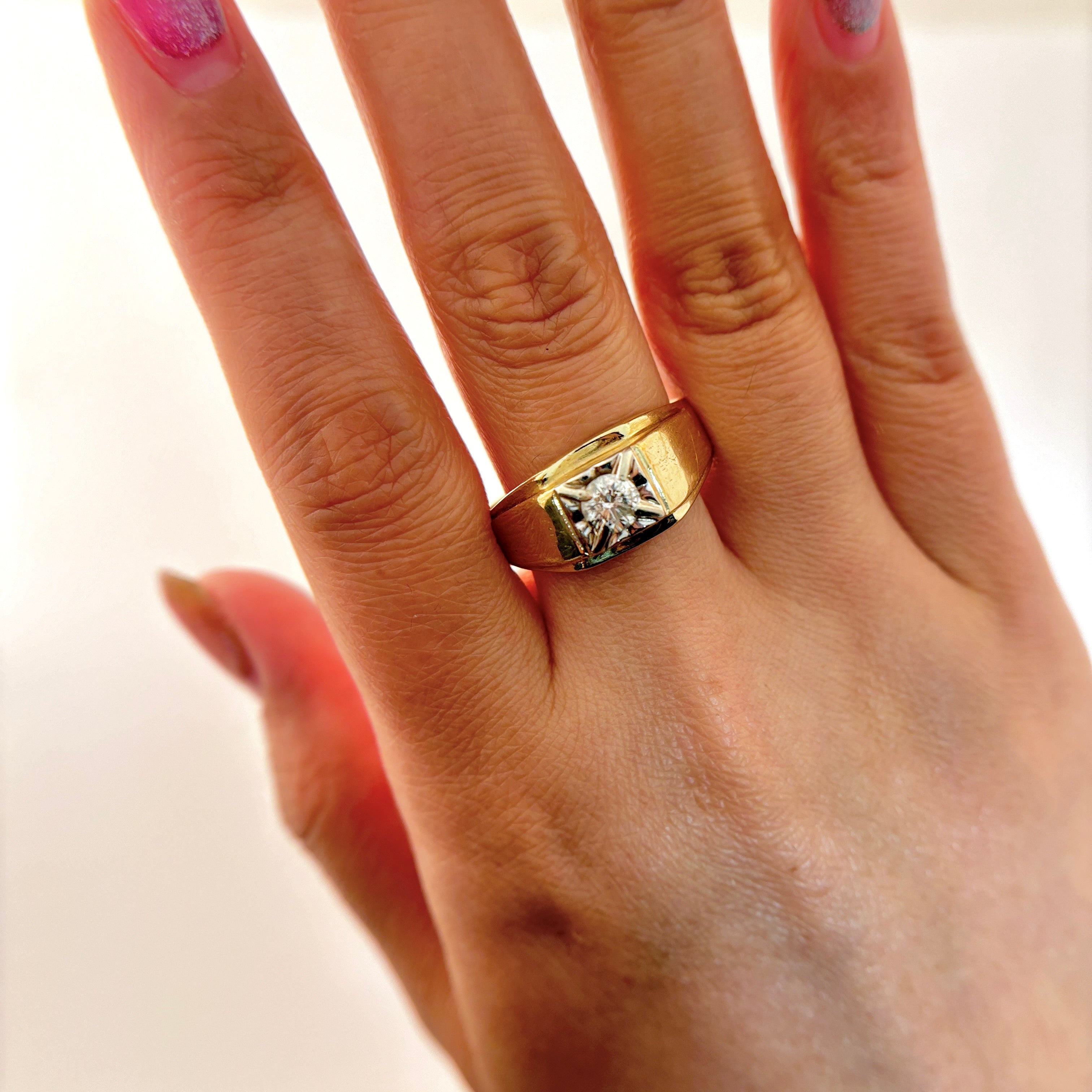 10K Yellow and White Gold 4-Prong Diamond Ring | 0.64 ct | SZ 13 |