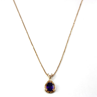 Amethyst & Diamond Drop Pendant Necklace | 1.60ct | 0.02ct | 20