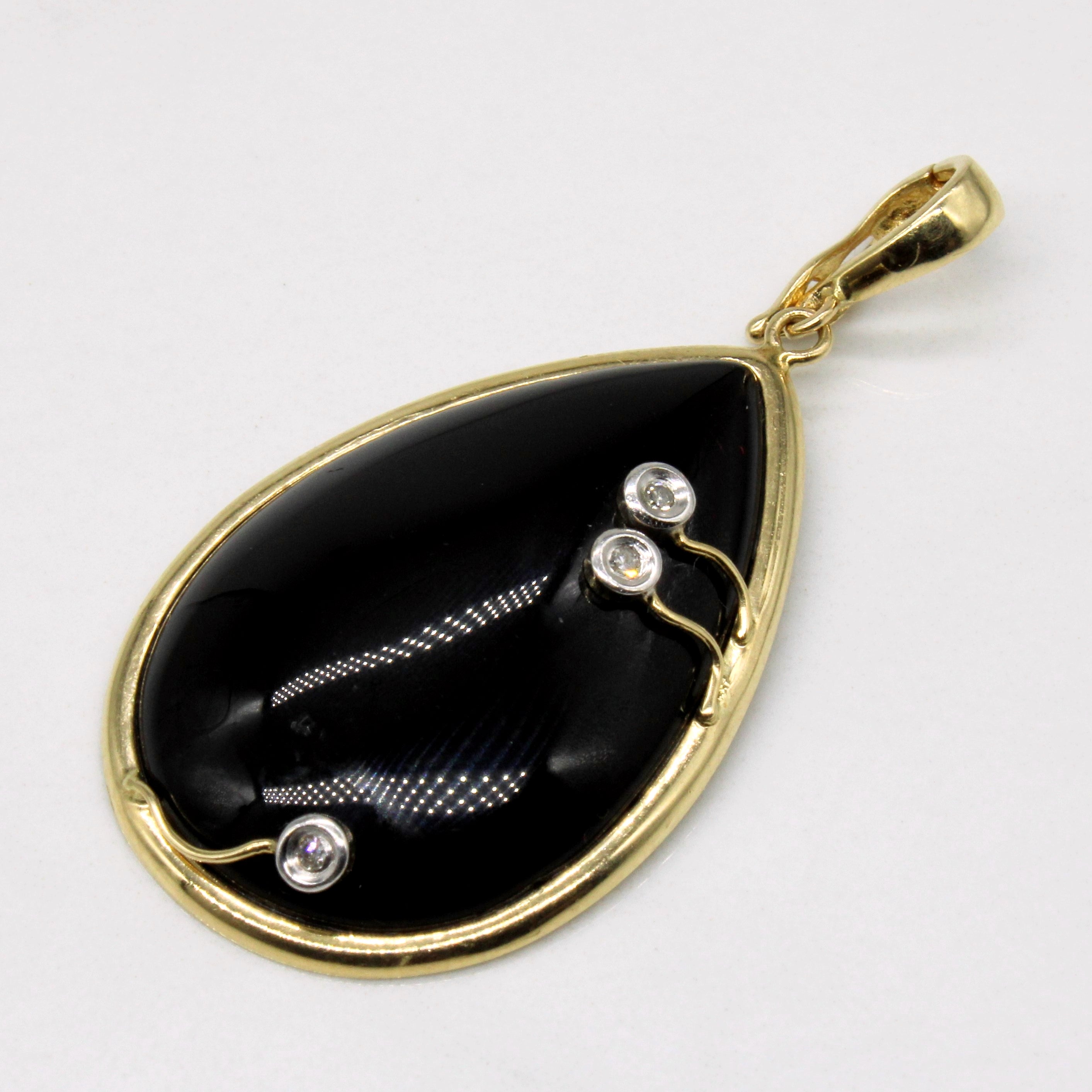 Onyx & Diamond Drop Pendant | 23.00ct, 0.02ctw |