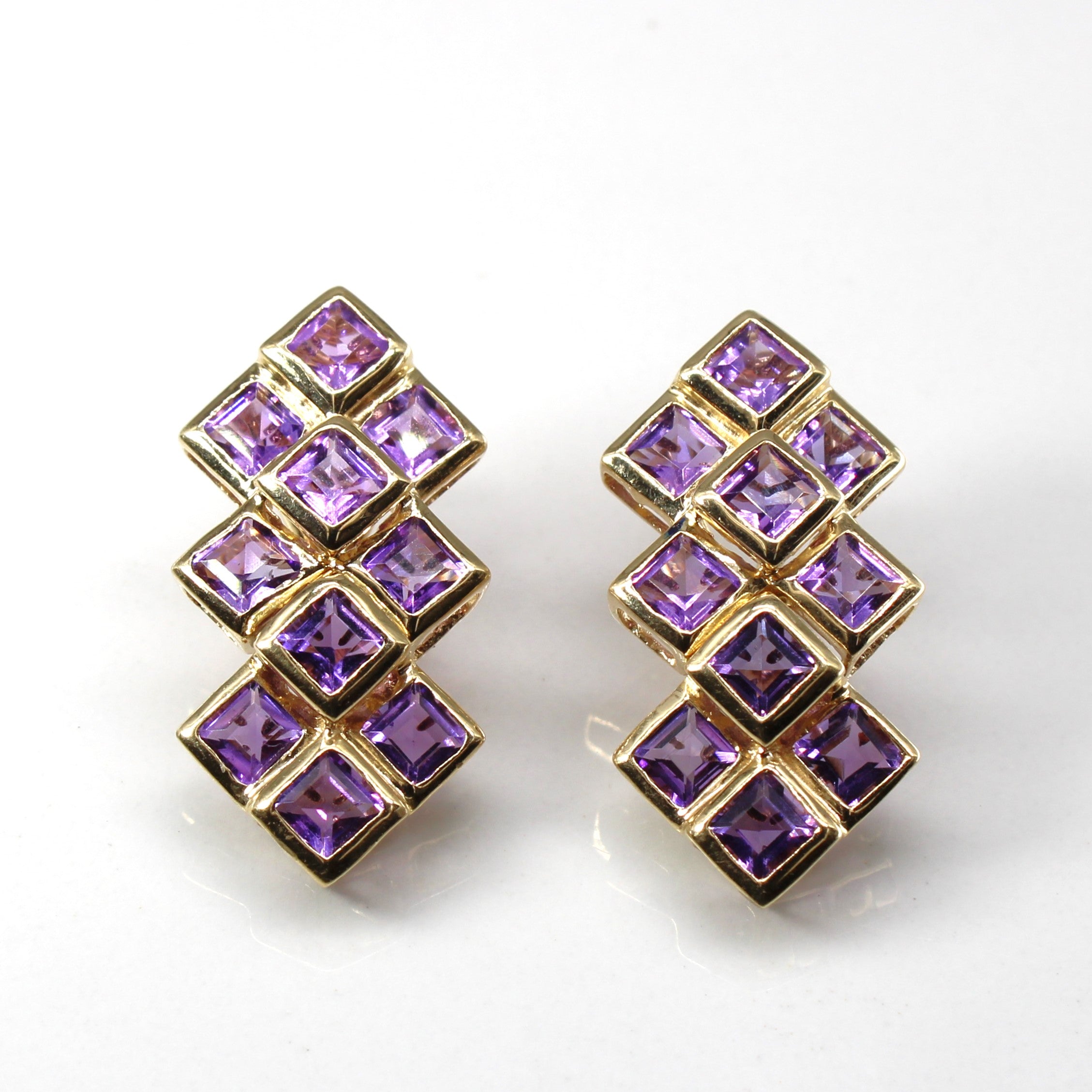 Grid Set Amethyst Earrings | 5.00ctw |