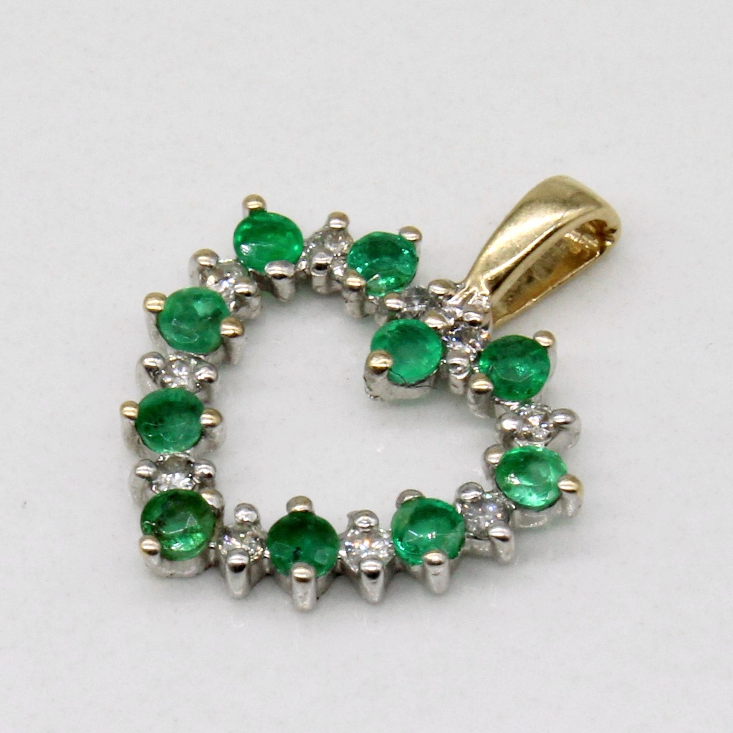 Emerald & Diamond Heart Pendant | 0.20ctw, 0.10ctw |