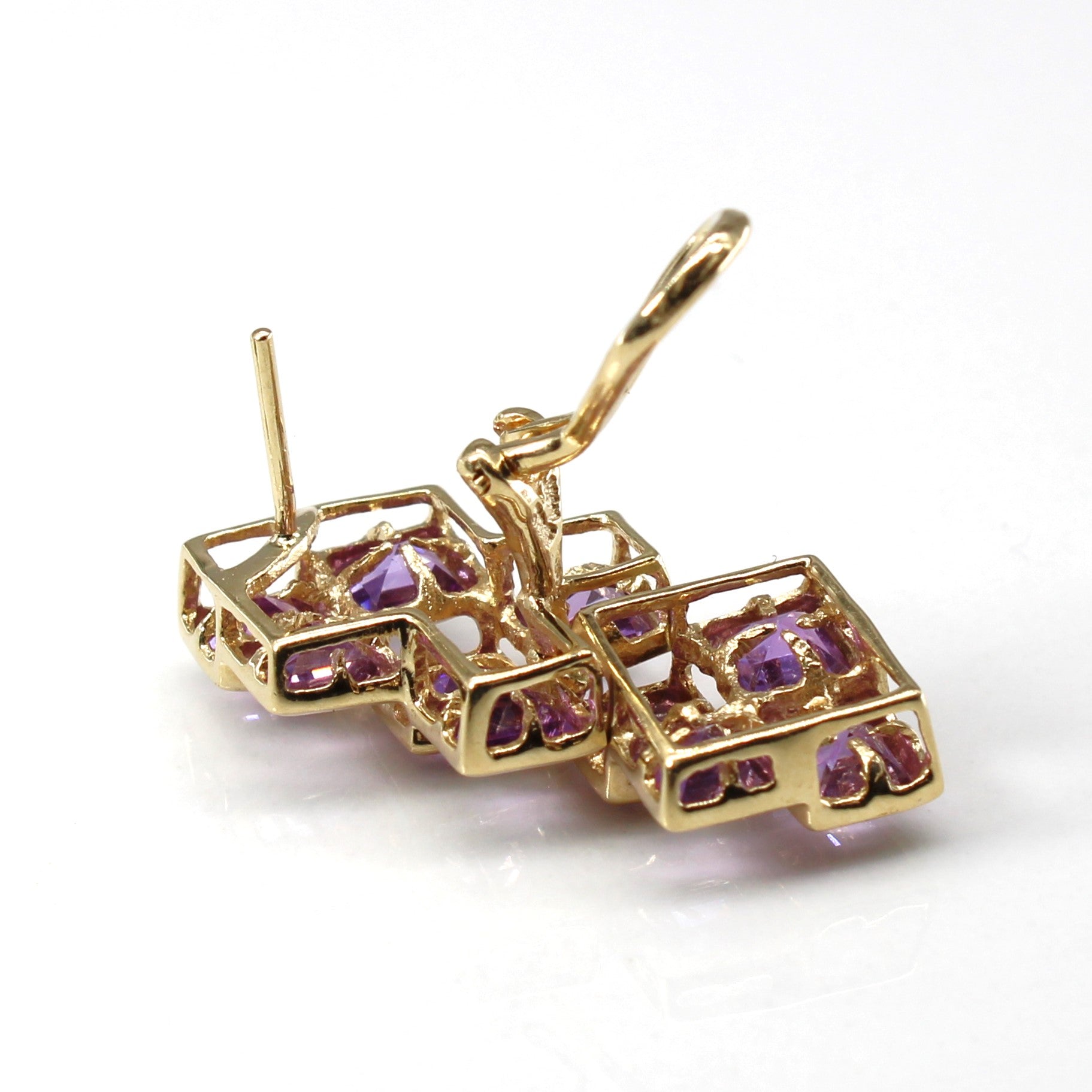 Grid Set Amethyst Earrings | 5.00ctw |