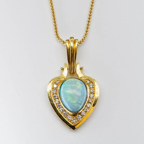18k Opal and Diamond Necklace | 7.00 ctw |18