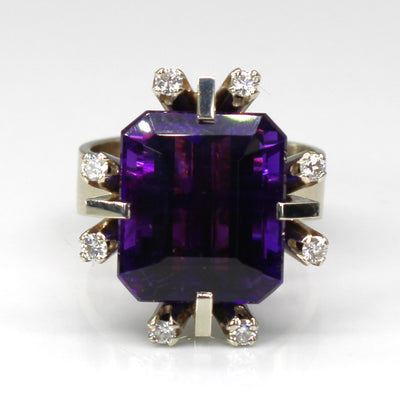 High Set Amethyst & Diamond Ring | 9.00ct | 0.18ctw | SZ 6.75 |