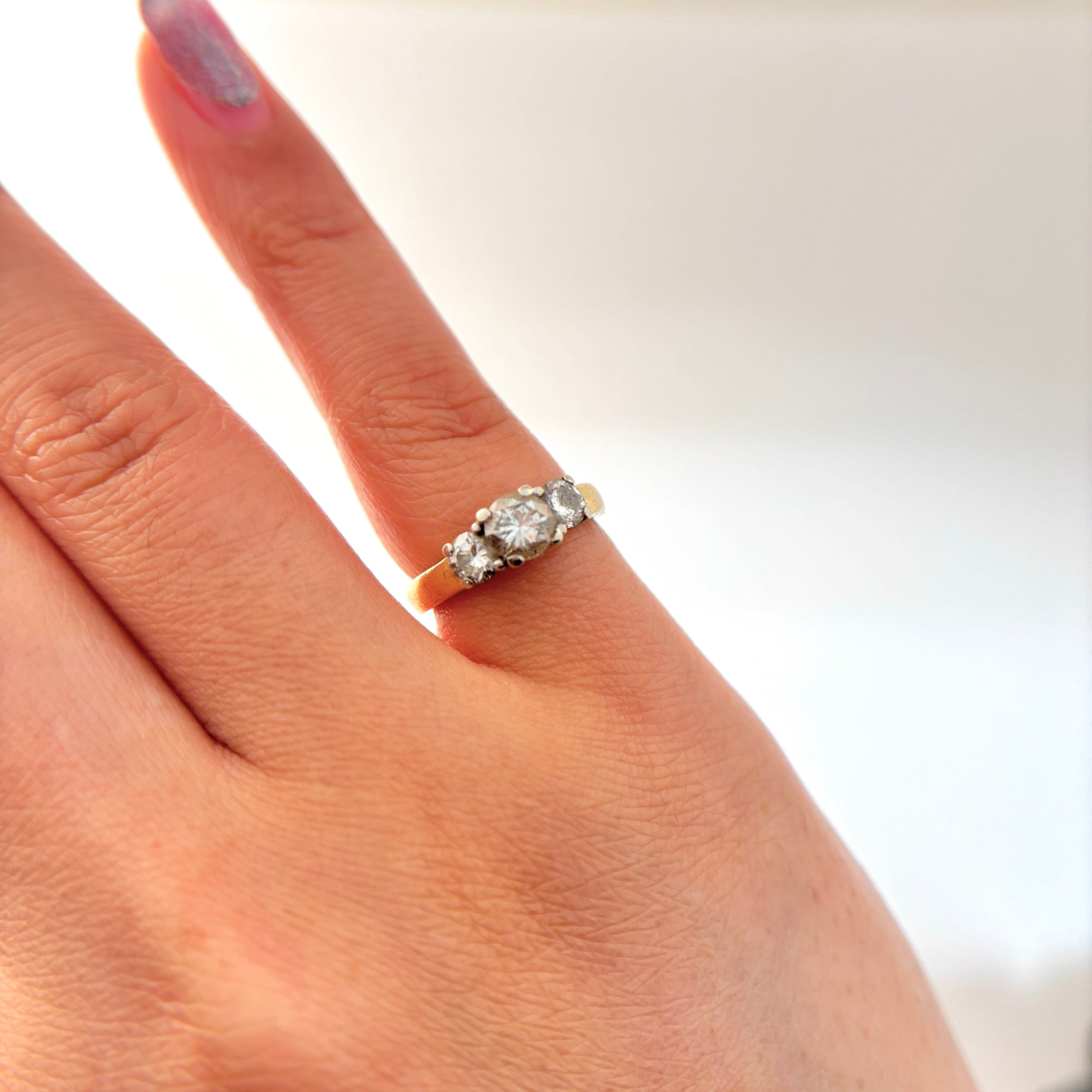 14K Yellow and White Gold Trio Diamond Ring | 1.04 ctw | SZ 5 |