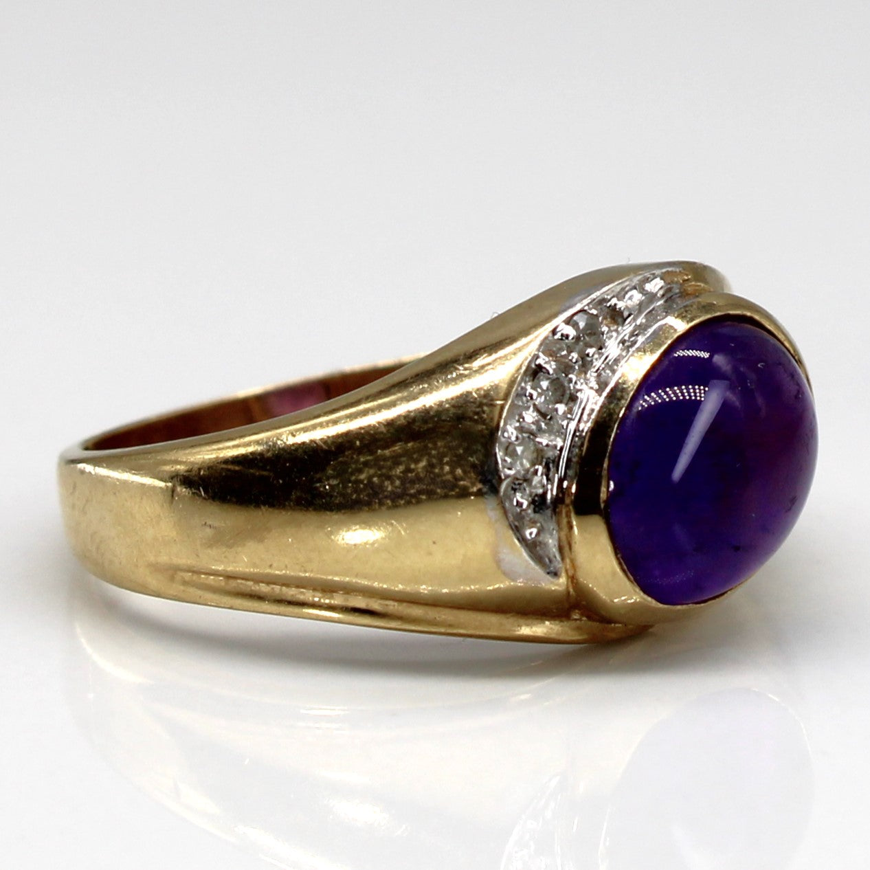 Bezel Set Amethyst & Diamond Ring | 2.86ct | 0.03ctw | SZ 8.5 |