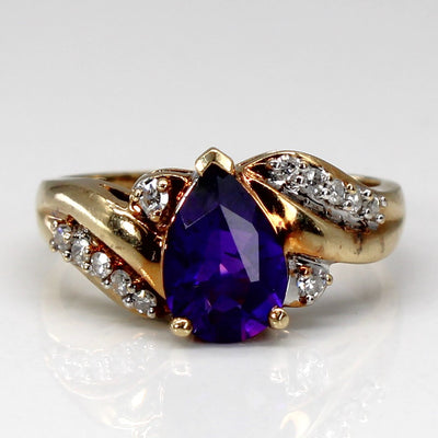 Amethyst & Diamond Bypass Gold Ring | 1.20ct | 0.12ctw | SZ 6.25 |