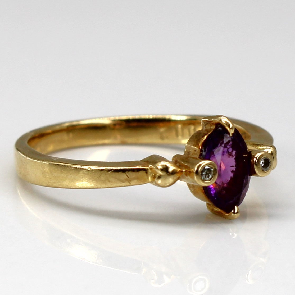 Three Stone Amethyst & Diamond Ring | 0.37ct | 0.02ctw | SZ 5.5 |
