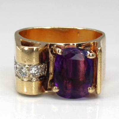 High Set Amethyst & Diamond Ring | 3.60ct | 0.21ctw | SZ 5.75 |